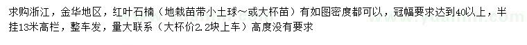 求購冠幅40公分以上紅葉石楠