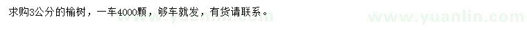 求購3公分榆樹