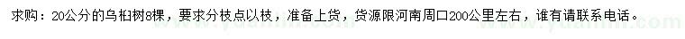 求購20公分烏桕