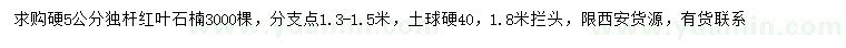 求購(gòu)5公分獨(dú)桿紅葉石楠