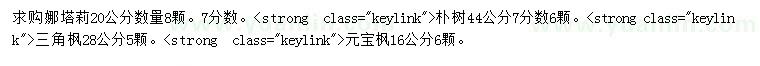 求購娜塔櫟、樸樹、三角楓等