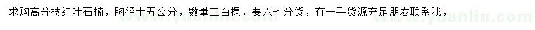 求購(gòu)胸徑15公分紅葉石楠