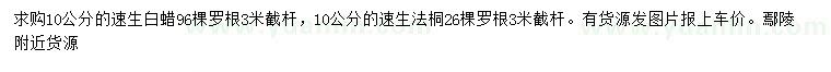 求購(gòu)10公分速生白蠟、速生法桐