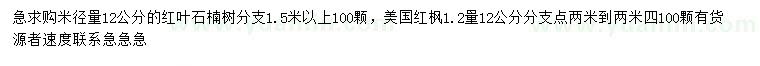 求購(gòu)米徑12公分紅葉石楠、美國(guó)紅楓