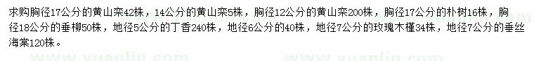 求購(gòu)黃山欒、樸樹、垂柳等