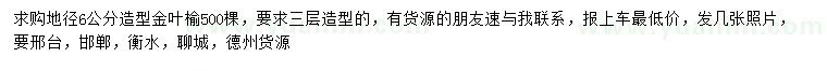 求購地徑6公分造型金葉榆