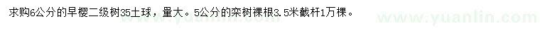 求購6公分早櫻、5公分欒樹