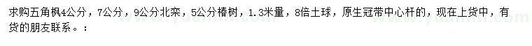 求購五角楓、北欒、椿樹(shù)