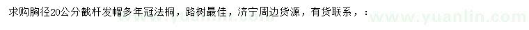 求購胸徑20公分法桐