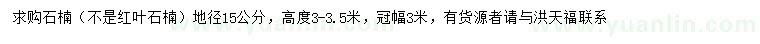 求購地徑15公分石楠