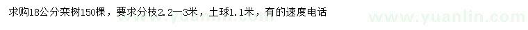 求購18公分欒樹