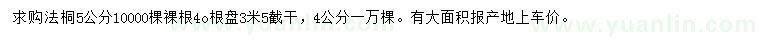求購4、5公分法桐