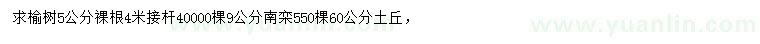 求購5公分榆樹、9公分南欒