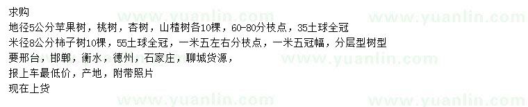 求購(gòu)地徑5公分蘋果樹、米徑8公分柿子樹