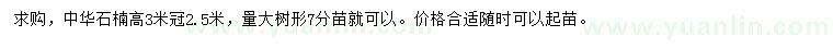 求購高3米中華石楠
