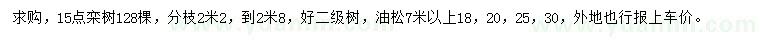 求購欒樹、7米以上油松