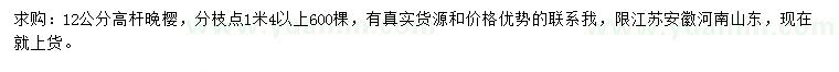 求購12公分高桿晚櫻