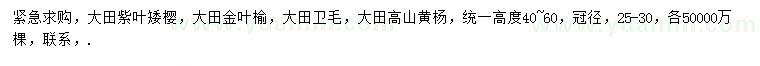 求購紫葉矮櫻、金葉榆、衛(wèi)矛等