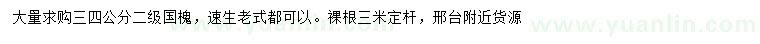 求購(gòu)3、4公分國(guó)槐