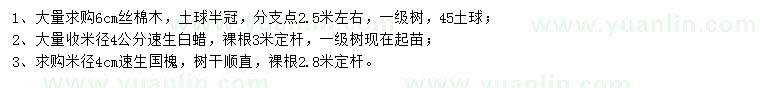 求購絲棉木、速生白蠟、速生國槐