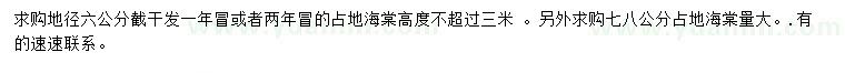 求購地徑6公分海棠、7-8公分海棠
