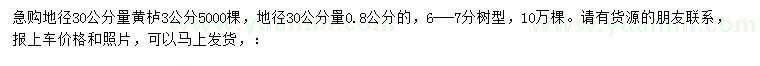 求購地徑30公分量0.8、3公分黃櫨