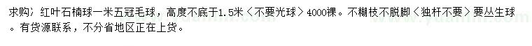 求購1.5米紅葉石楠球