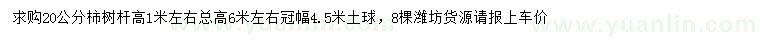 求購20公分柿樹
