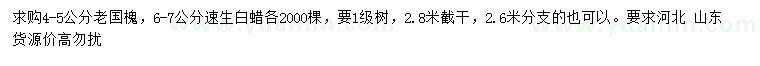 求購(gòu)4-5公分老國(guó)槐、7公分速生白蠟