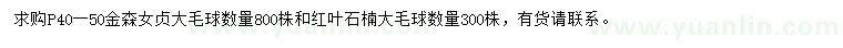 求購(gòu)冠幅金森女貞大毛球、紅葉石楠大毛球