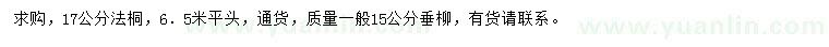 求購(gòu)17公分法桐、15公分垂柳