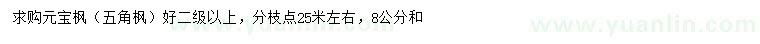 求購元寶楓、五角楓