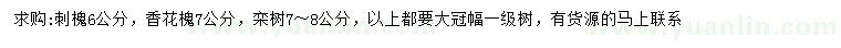 求購刺槐、香花槐、欒樹