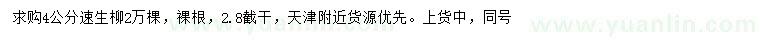 求購(gòu)4公分速生柳