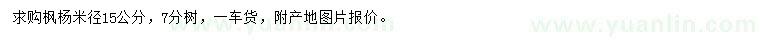 求購米徑15公分楓楊