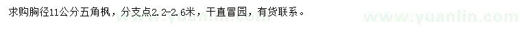 求購胸徑11公分五角楓