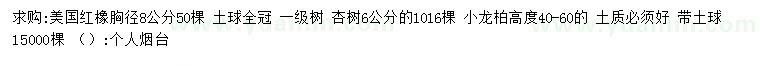 求購(gòu)美國(guó)紅橡、杏樹、龍柏