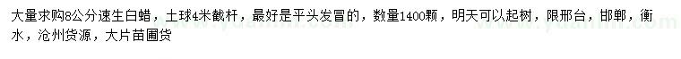 求購8公分速生白蠟