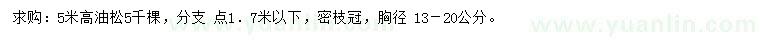 求購(gòu)高5米油松