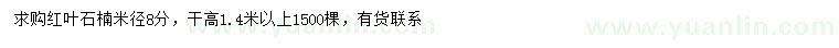 求購米徑8公分紅葉石楠