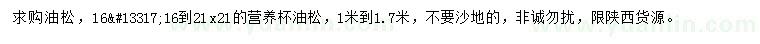 求購1-1.7米油松