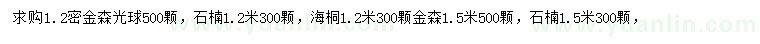 求購金森光球、石楠、海桐等