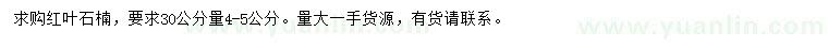 求購(gòu)30公分量4-5公分紅葉石楠