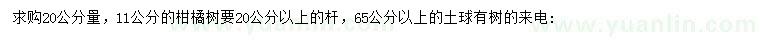 求購20公分量11公分柑橘樹