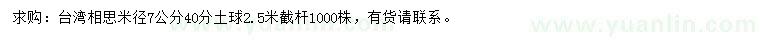 求購米徑7公分臺灣相思樹