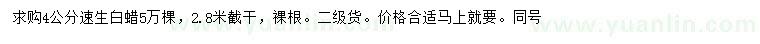 求購(gòu)4公分速生白蠟