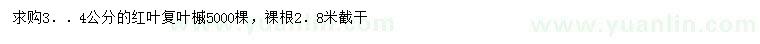求購(gòu)3、4公分紅葉復(fù)葉槭