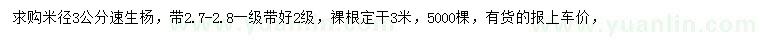 求購(gòu)米徑3公分速生楊