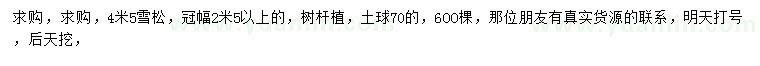 求購4.5米雪松