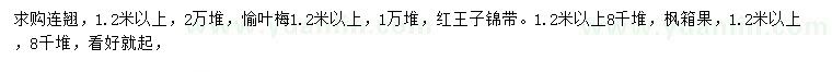求購連翹、榆葉梅、紅王子錦帶等